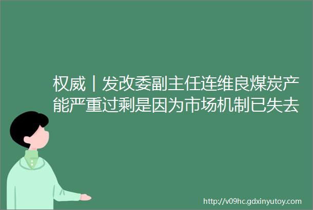 权威︱发改委副主任连维良煤炭产能严重过剩是因为市场机制已失去作用发言甩干版答记者问文字实录